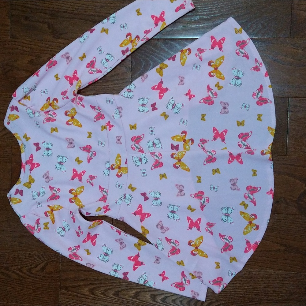 One Step Up Pink butterfly Asymmetrical top size 7/8 - Picture 3 of 3